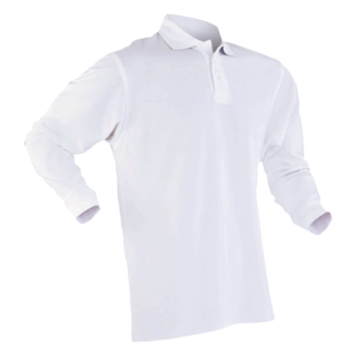 POLO MAILLE PIQUÉE MANCHES LONGUES (Blanc - Taille L)